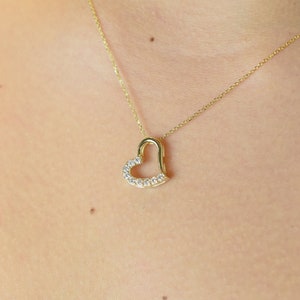 Handmade 14K Gold Diamond Heart Necklace: Bridal Pendant, 0.30ct