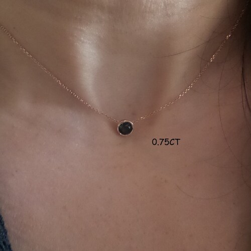 Black Diamond Necklace / 14k Gold Black Diamond 0.30ct Etsy