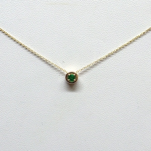 Emerald Necklace / 14k Gold Emerald Solitaire Necklace / Delicate Emerald Necklace / Dainty Pendant / Gold Emerald Necklace / May Birthstone image 1