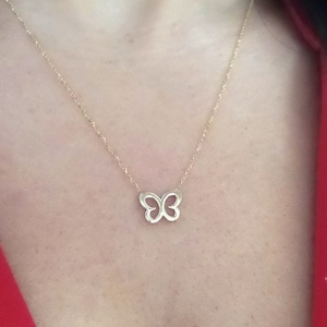 Dainty 14k Gold Butterfly Necklace: Solid Gold Charm
