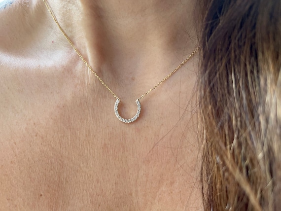 Diamond 2024 horseshoe pendant