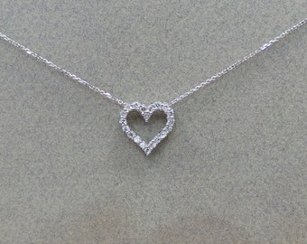 Diamond Heart Necklace 0.75CTS / 14k Gold Diamond Heart Necklace 0.75CTS / Solid Gold Heart Necklace / Valentines Love Heart Necklace
