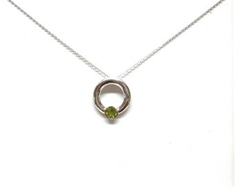 Peridot Necklace / Sterling Silver Peridot Necklace / Circle of Life Peridot Necklace /  August Birthstone Necklace / Green Gemstone