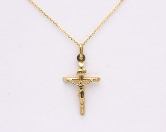 Gold Cross / Crucifix Cross Necklace / Jesus Cross Necklace / 14k Gold Cross / Communion Cross / Confirmation Cross / Baptism Cross