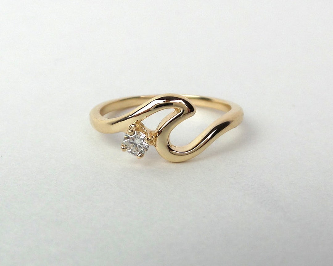 Wave Ring / Gold Wave Ring / Diamond Wave Ring / 14k Gold Wave Ring