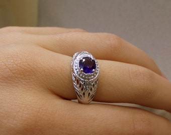 Amethyst Ring/ 14k Gold Amethyst 0.60ct Ring/ Amethyst Engagement Ring/ Alternative Engagement Ring/ Amethyst Solitaire Ring/ February Gem
