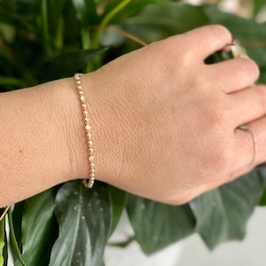 14k Rose Gold Diamond Bezel Bracelet, 0.15 CTS, Solitaire Bridal Bracelet