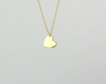 Heart Necklace / Gold Heart Necklace / Heart Charm Necklace / 14k Gold Heart Pendant / Bridal Heart Necklace / Gift For Her