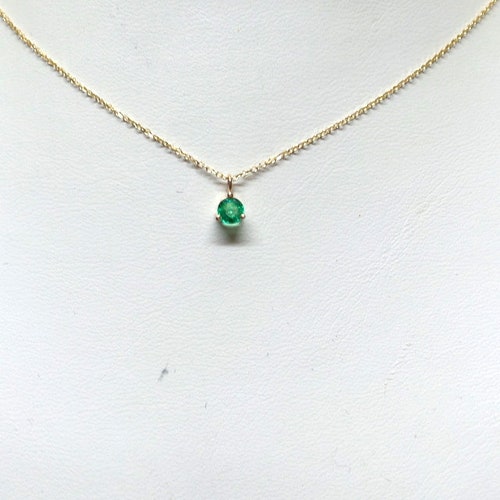 Emerald Necklace / 14k Gold Emerald Solitaire Necklace / - Etsy