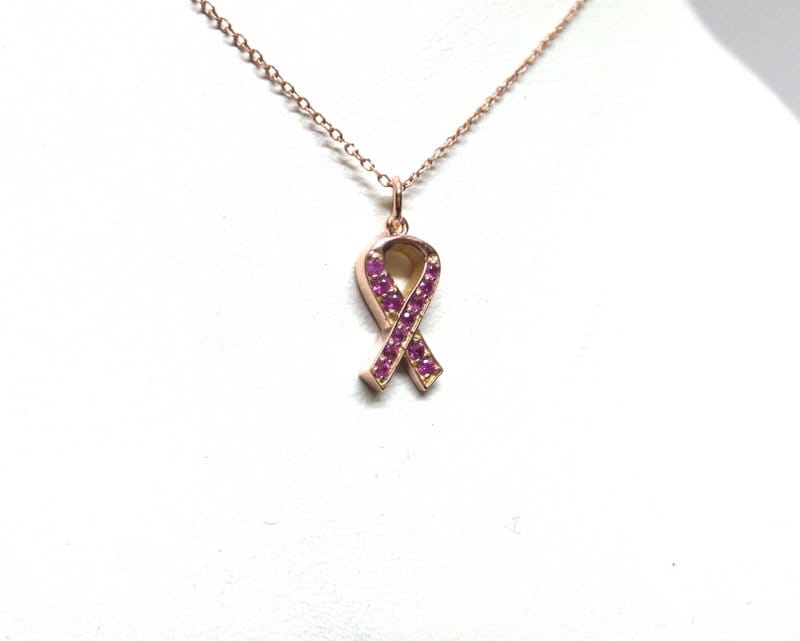 Pink Ribbon LUXE Gold Awareness Necklace breast cancer survivor