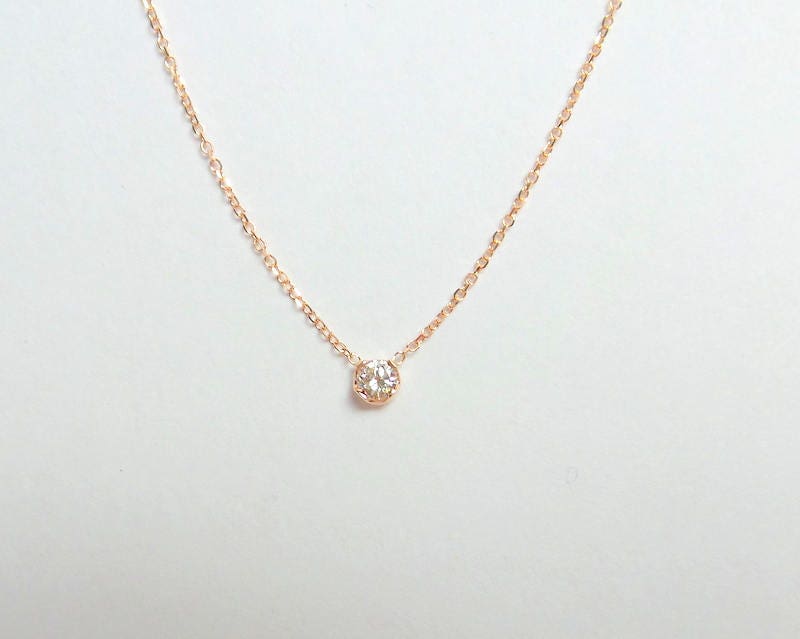 Solid Gold Floating Diamond Necklace | Lily & Roo | Wolf & Badger