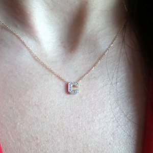 Diamond Initial Necklace / Diamond Letter Necklace / 14k Gold Letter Necklace / Dainty Initial Diamond Necklace / Gold Diamond Letter