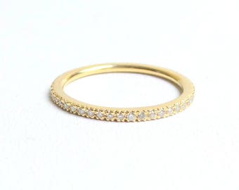 Diamond Eternity Ring/ Yellow Gold Diamond Eternity Ring/ Gold Eternity Ring/ Stackable Ring 14k/ Diamond Stackable Ring/ Dainty Eternity