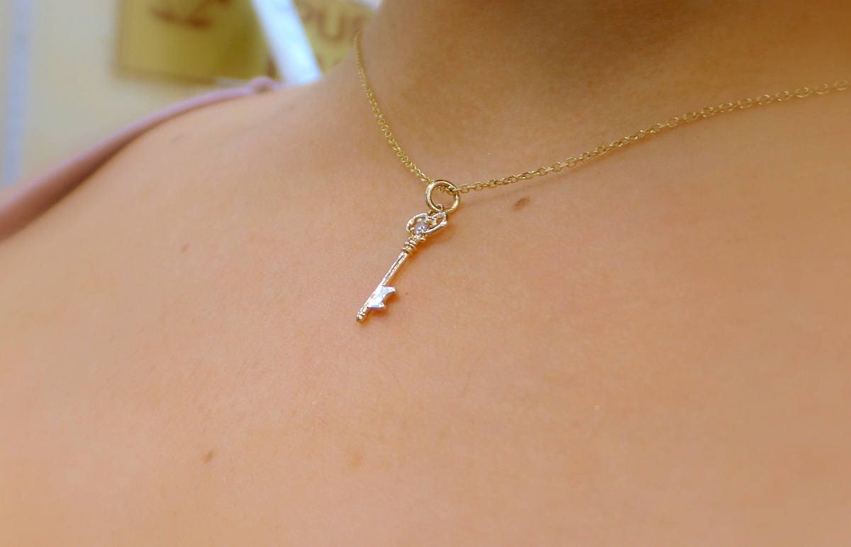 Key Charm Yellow Gold & Diamond Necklace—Mini – RSVP Style