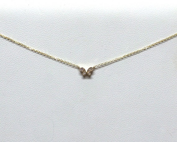 Diamond Butterfly Necklace 14k Gold Butterfly Necklace Minimalist Charm Necklace Dainty Diamond Butterfly Charm Necklace