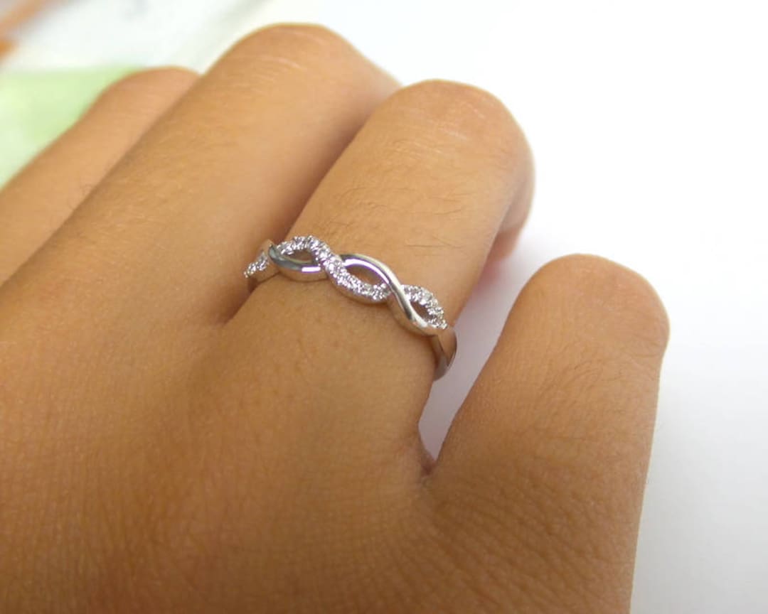 1/10ct Petite Diamond Infinity Ring 10K White Gold