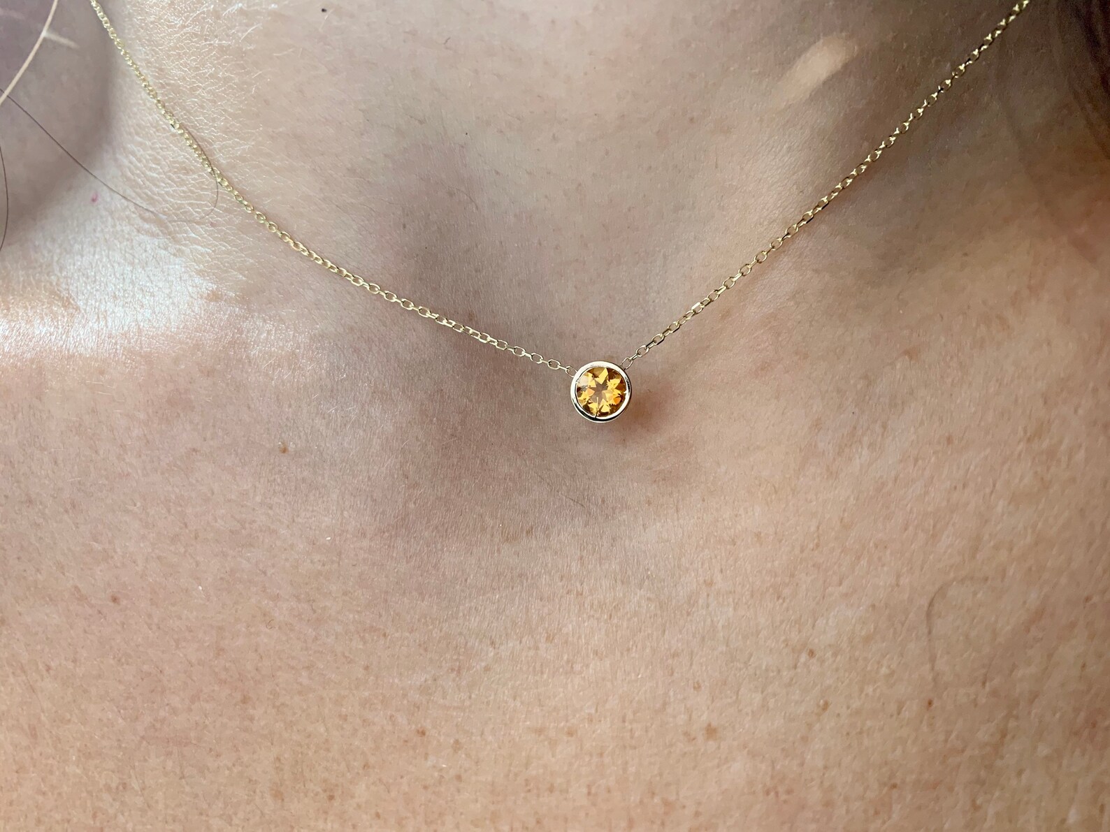 Yellow Topaz Necklace 0.25ct / Topaz Solitaire Necklace / 14k | Etsy