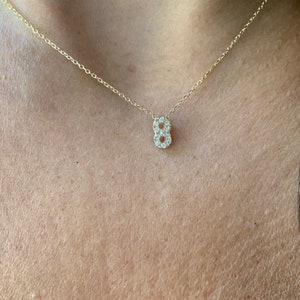 Diamond Number Necklace / 14k Gold Diamond Name Necklace / Personalized Diamond Number Necklace / Custom Name Necklace / Small Name