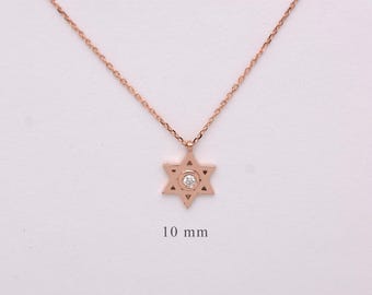 Star of David Necklace with Diamond 14k Yellow Gold/ Yellow Gold 14k Star of David Necklace/ Gold Star of David Necklace/ Diamond  14k Star