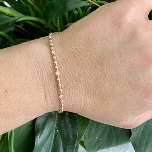 14k Gold Diamond Bezel Bracelet, 0.15 CTS Solitaire