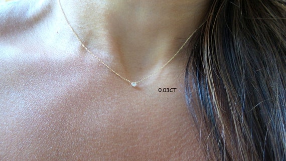 Diamond Solitaire Necklace 0.03CT 