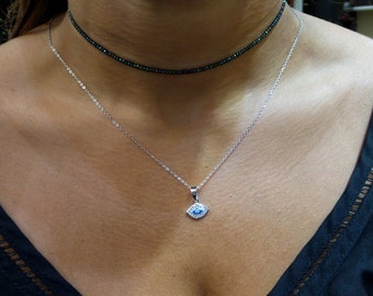 Evil Eye Pendant Sterling Silver / Sterling Silver Evil Eye Necklace / Mini Evil Eye Necklace / Minimalist Evil Eye Pendant