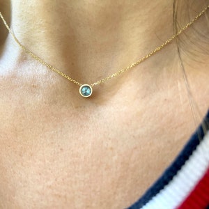 Swiss Blue Topaz Necklace 0.25CT / 14k Gold Blue Topaz Solitaire Necklace /  Blue Topaz Necklace / December Birthstone / Blue Topaz Necklace