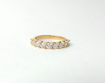 Diamond Wedding Ring / Diamond Half Eternity Ring 0.90cts / Diamond U Prong Ring / Stackable Diamond Wedding Ring / U Prong Setting Ring