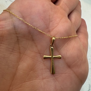 Gold Cross Necklace / 14k Gold Cross Pendant / Solid Gold Cross / Communion Cross / Confirmation Cross / Baptism Cross / Religious Gift