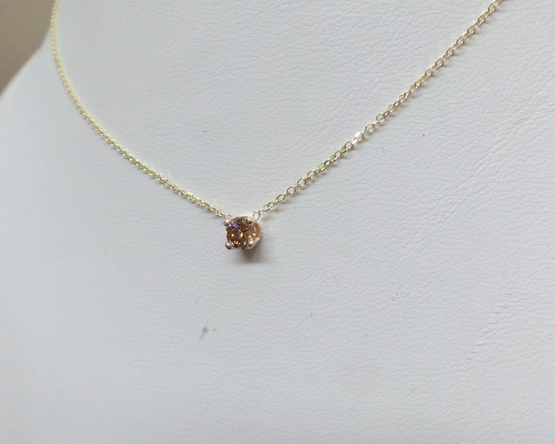Chocolate Diamond Necklace / 14k Gold Chocolate Diamond Etsy