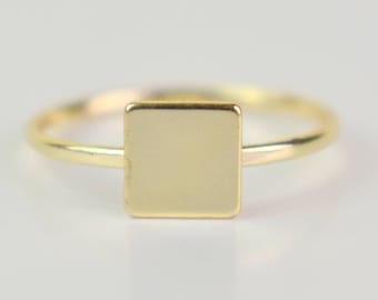 Signet Ring / Gold Signet Ring / 14k Gold Engravable Signet Ring / Personalized Signet Ring