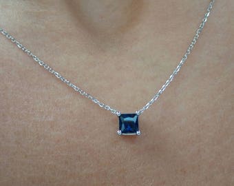 Sapphire Necklace / 14k Gold Sapphire Necklace / Prong Set Sapphire Necklace / September Birthstone / Ceylon Sapphire Necklace /RealSapphire
