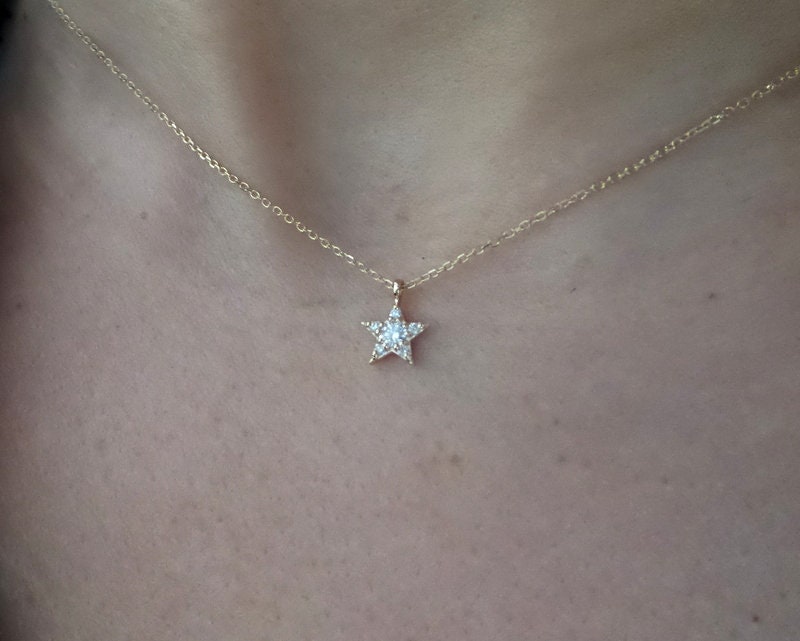 Diamond star necklace sale silver
