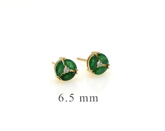 Emerald Diamond Marquise Earrings, 14k Gold Birthstone Emerald Diamond Studs, Green Emerald Marquise diamond Earrings, Everyday Dainty Studs
