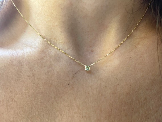 Peridot Necklace 3 Mm 14k Gold Peridot Necklace August