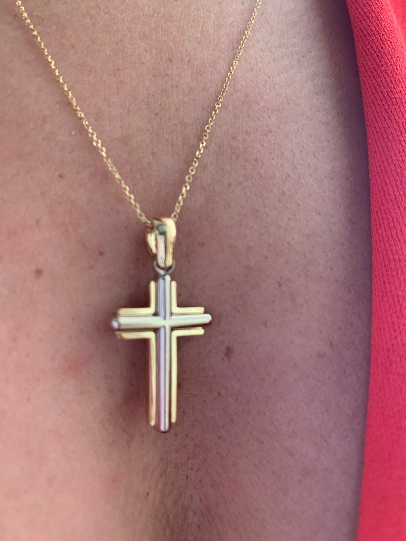 Gold Cross Necklace / 14k Gold Cross / Boys Girls / Solid Gold Cross