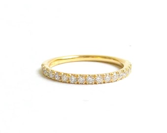Stackable Diamond Wedding Band/ 14k Gold Wedding Ring/ Thin Gold Ring/ 14k Gold Diamond Ring/ Stackable Ring/ Diamond Ring/ 14k Thin Gold