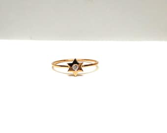 Star of David Ring / 14k Gold Star of David Diamond Ring / Diamond Star of David / Dainty Star of David Ring / Gold Star of David Ring