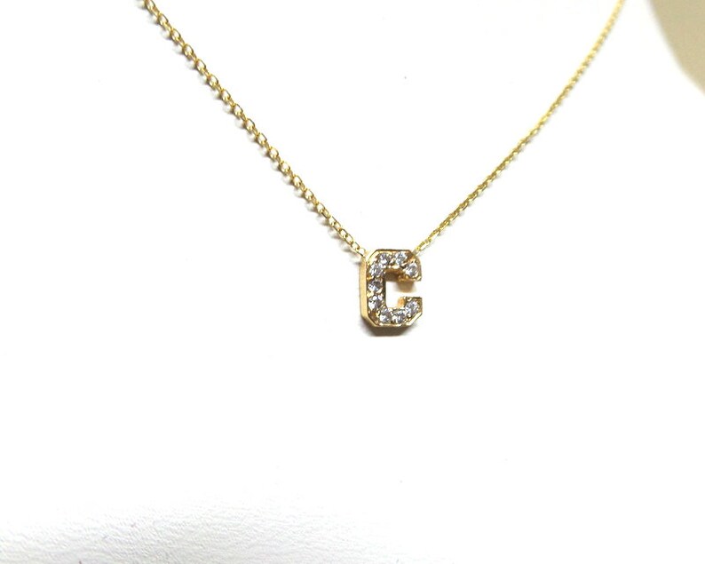 Diamond Initial Necklace Diamond Letter Necklace 14k Gold Letter Necklace Dainty Initial Diamond Necklace Gold Diamond Letter