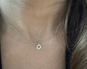 14k Gold Star of David Necklace, Jewish Faith Jewelry