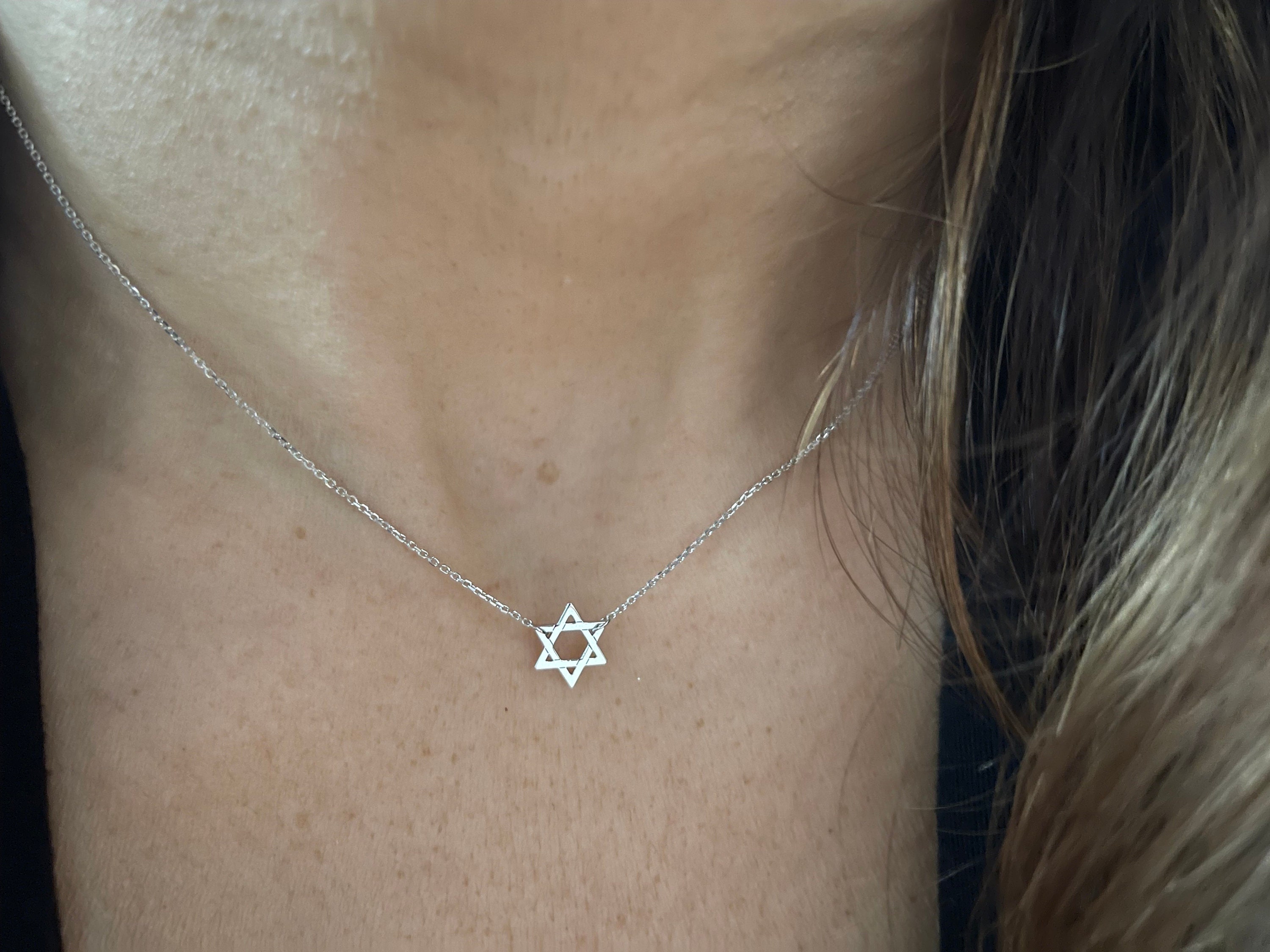 14k Rose Gold Star Of David Pendant With 54 Diamonds - Elegant Jewish Symbol Necklace, Hand-Polished Finish