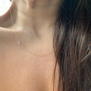Diamond Necklace / Diamond Solitaire Necklace / 14k Gold Diamond Bezel Necklace / Layering Diamond Necklace / Floating Diamond image 6