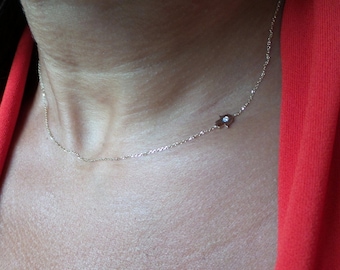Hamsa Necklace / 14 Gold Hamsa Necklace / Gold Sideways Diamond Hamsa Necklace / Tiny Hamsa Necklace / Small Hamsa Necklace / Hamsa