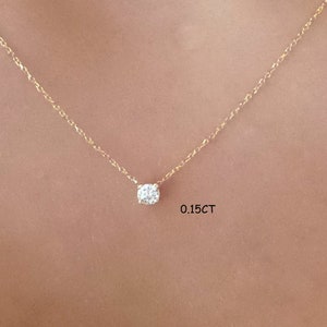 Diamond Necklace / 14k Gold Diamond Necklace / Diamond Solitaire Necklace / Moms Day Diamond Necklace / Bridal Diamond / Floating Diamond image 3