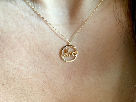Mothers Day Gift Mom Circle Necklace 14k Gold Mom Necklace Mom Name Necklace Personalized Mom Necklace Gift for Mom Etsy