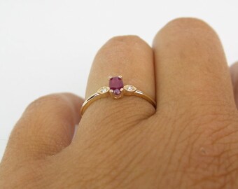 Anillo de Rubí Anillo de Rubí de Diamantes Anillo de Rubí de