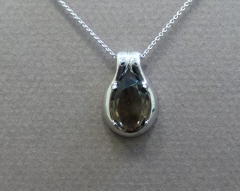 Smoky Topaz Pendant/ Genuine Smoky Topaz 3.81 ct Sterling Silver Pendant/  Sterling Silver Genuine Smoky Topaz 3.81 ct