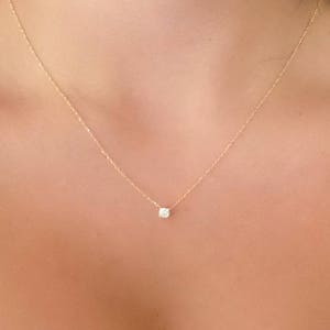 Diamond Necklace / 14k Gold Diamond Necklace / Diamond Solitaire Necklace / Moms Day Diamond Necklace / Bridal Diamond / Floating Diamond image 6