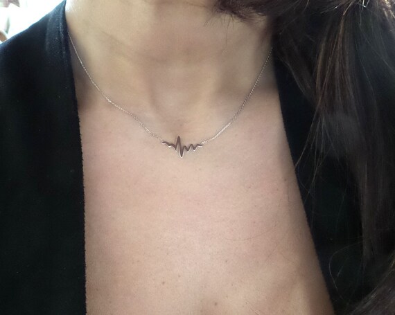 White gold cheap heartbeat necklace