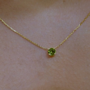 Peridot Necklace 4mm / 14k Gold Peridot Necklace / August Birthstone Necklace / Green Peridot BirthStone Necklace / Peridot Solitaire image 8